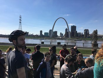 Gateway Geyser overlook of the Gateway Arch